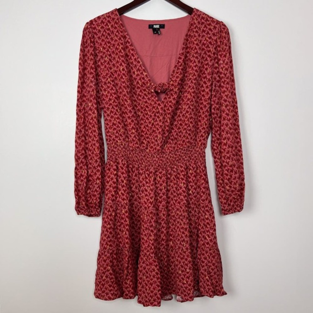 Paige Sandee Ikat V Neck Long Sleeve Mini Dress Size Medium - Picture 3 of 12
